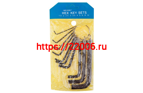 Набор шестигранников на кольце 10 шт., (1.5/2/2.5/3/3.5/4,5,6,8,10мм) KL-9701 Kenli