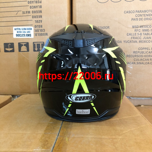 Шлем открытый 3/4 COBRA JK516, черный с зеленым(11), размеры S фото 2