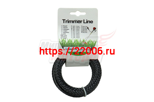 Леска триммерная (2,0*15м) TRIMMER LINE с картонной этикеткой (квадрат витой)