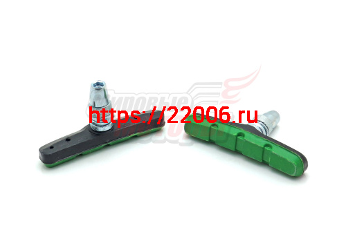 Колодки тормозные V-brake резьбовые L=70мм (пара), зелено-черные